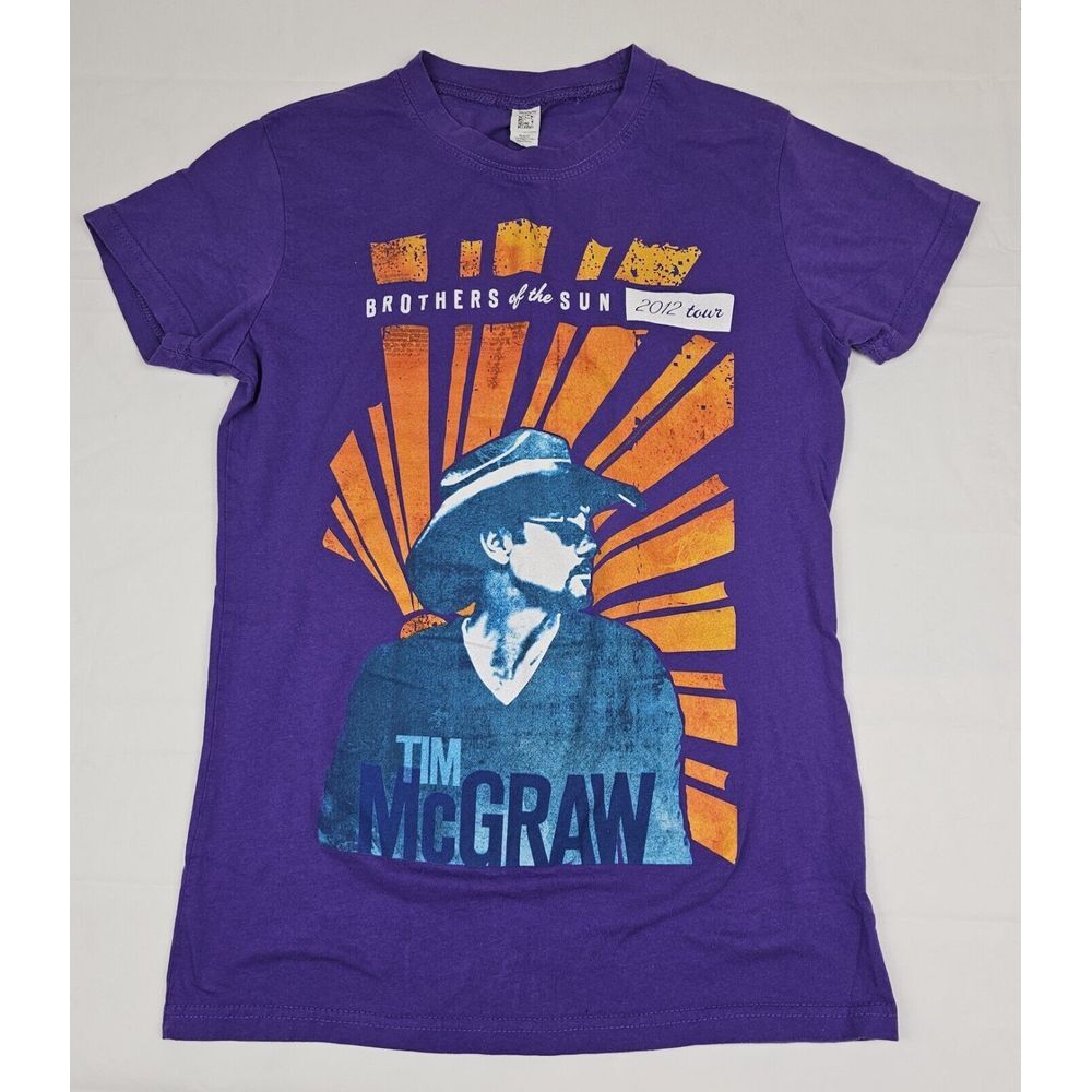 Tim McGraw T-Shirt‎ Womens Large. Purple 2012 Brothers Of The Sun Concert Tee.